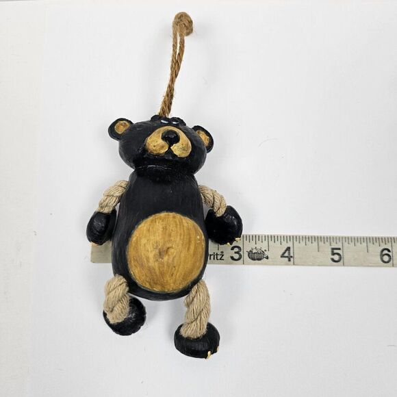 Vintage Bert Anderson Christmas Bear Ornament 2002 Dangling Folk‎ Art Jute Rope - Picture 9 of 16